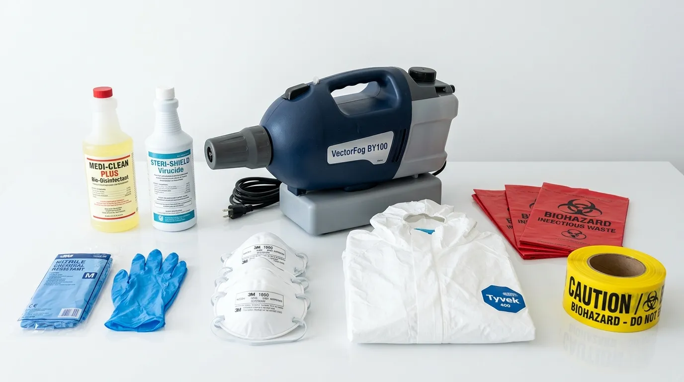 Professional biohazard remediation crew working in Jan-Phyl Village