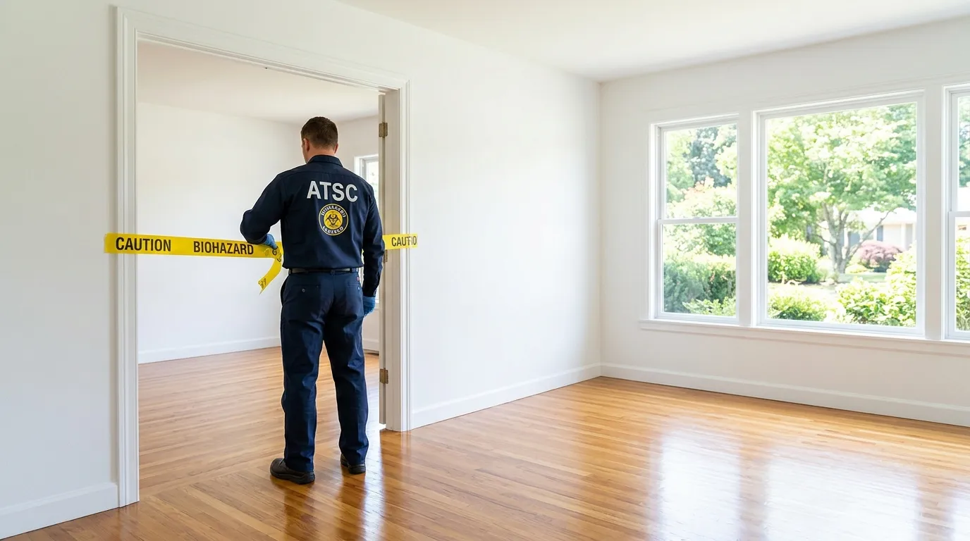 Certified biohazard cleanup crew performing Decomposition Cleanup in Jan-Phyl Village